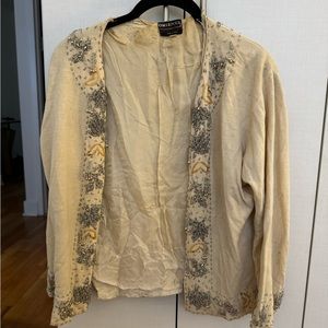 Vintage butter yellow beaded cardigan